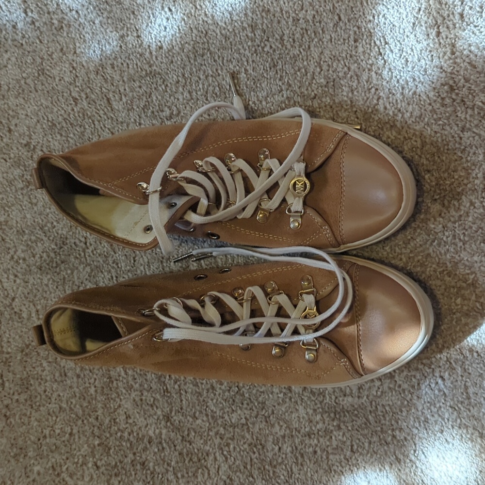 Michael Kors sneakers size 10 women cognac color suede and leather